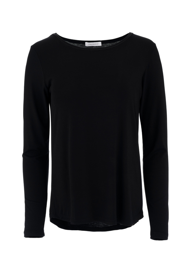 LYOCELL JERSEY ROUND NECK TOP BLACK