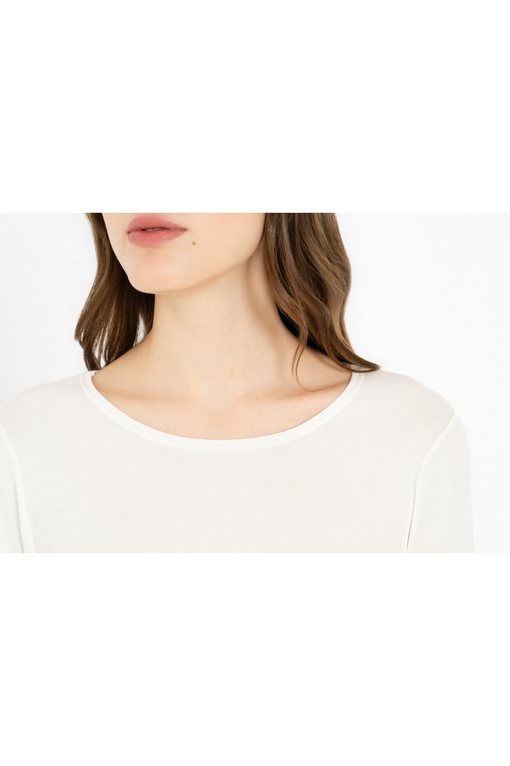 LYOCELL JERSEY ROUND NECK TOP OFF WHITE
