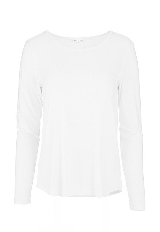 LYOCELL JERSEY ROUND NECK TOP OFF WHITE