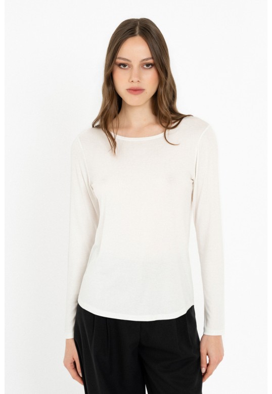 LYOCELL JERSEY ROUND NECK TOP OFF WHITE