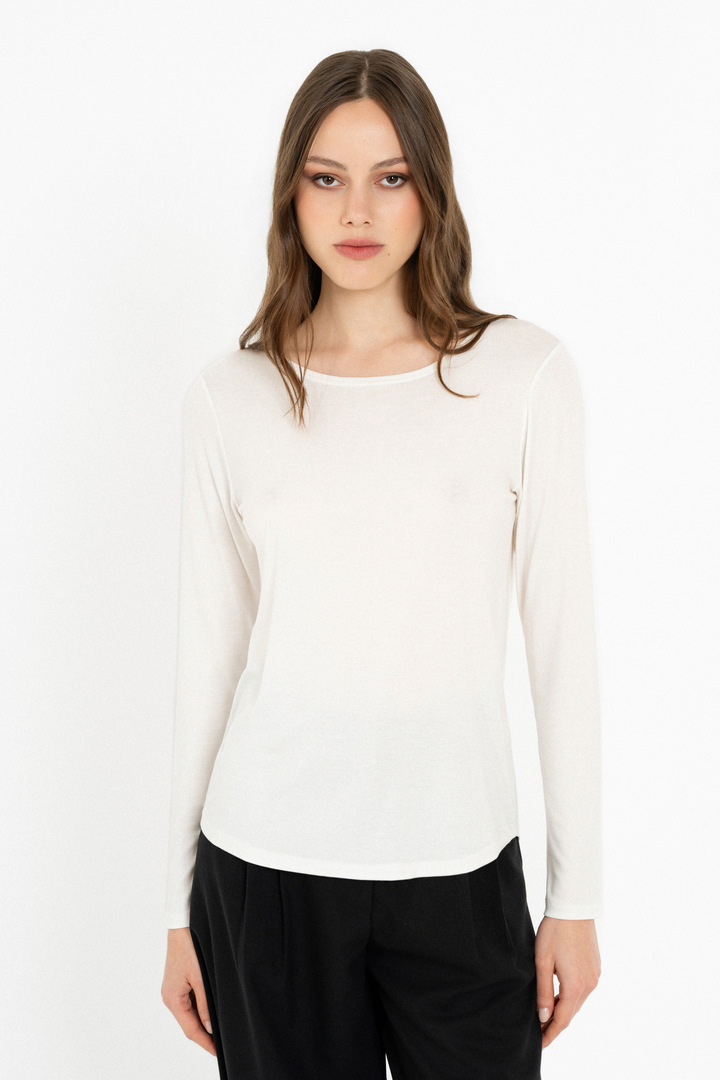 LYOCELL JERSEY ROUND NECK TOP OFF WHITE