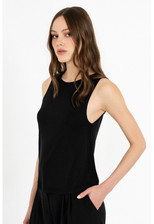 LYOCELL JERSEY CROPPED TOP BLACK