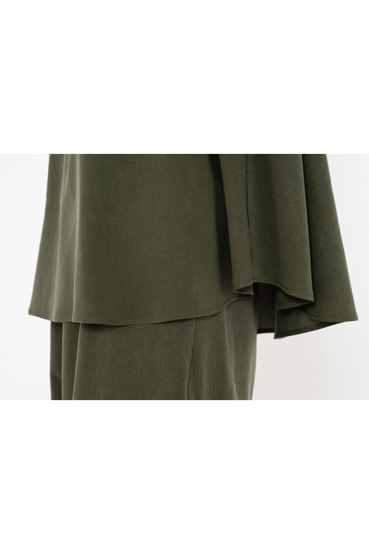 WASHED TENCEL SHORT SLEEVE BLOUSE DARK GREEN