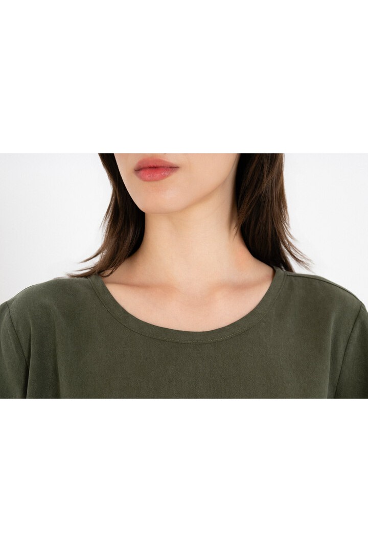 WASHED TENCEL SHORT SLEEVE BLOUSE DARK GREEN