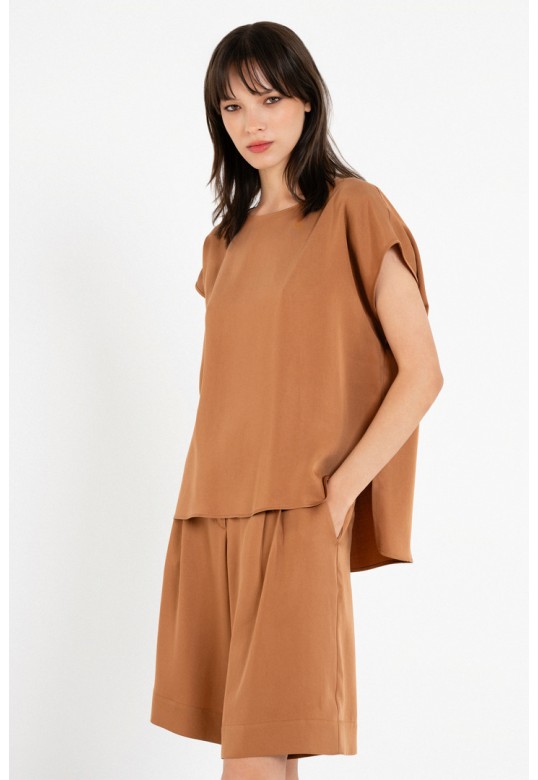 LYOCELL CROPPED TOP CAMEL