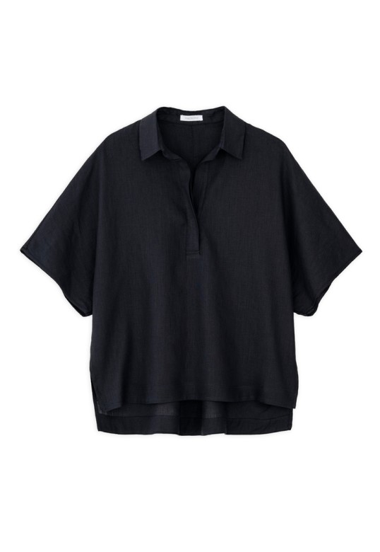 LINEN OVERSIZED BLOUSE BLACK