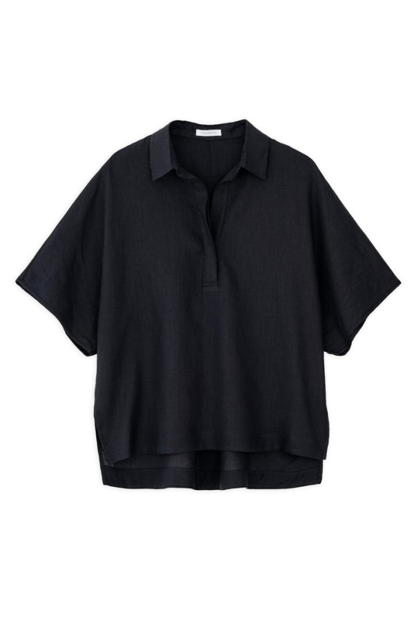 LINEN OVERSIZED BLOUSE BLACK