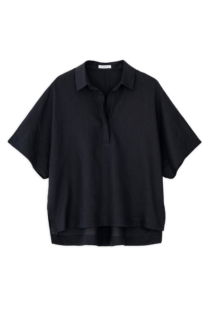 LINEN OVERSIZED BLOUSE BLACK