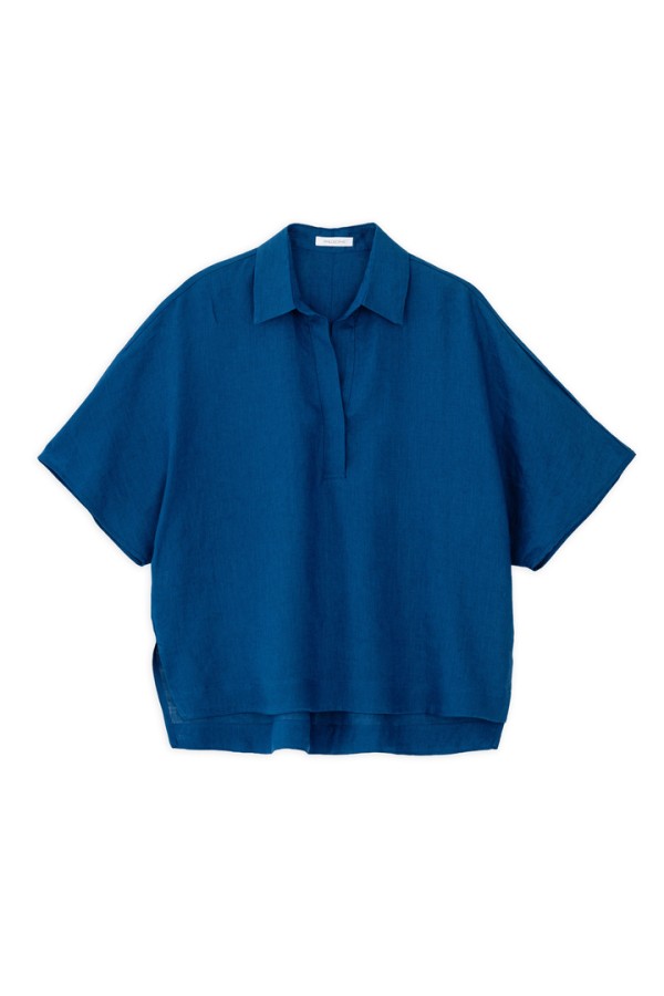 LINEN OVERSIZED BLOUSE BLUE