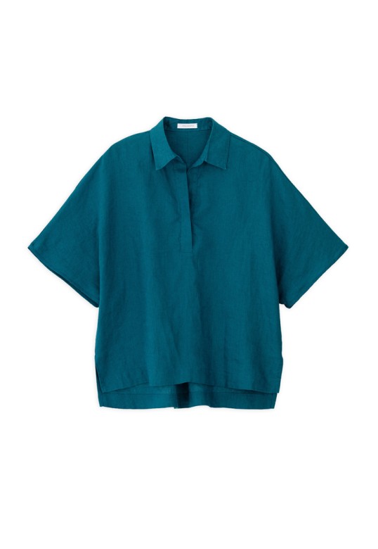 LINEN OVERSIZED BLOUSE EMERALD