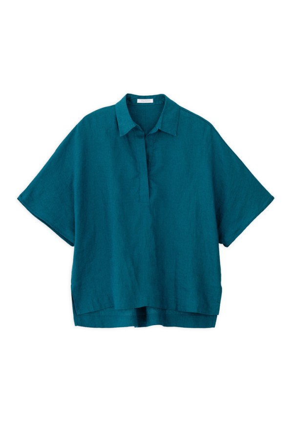 LINEN OVERSIZED BLOUSE EMERALD