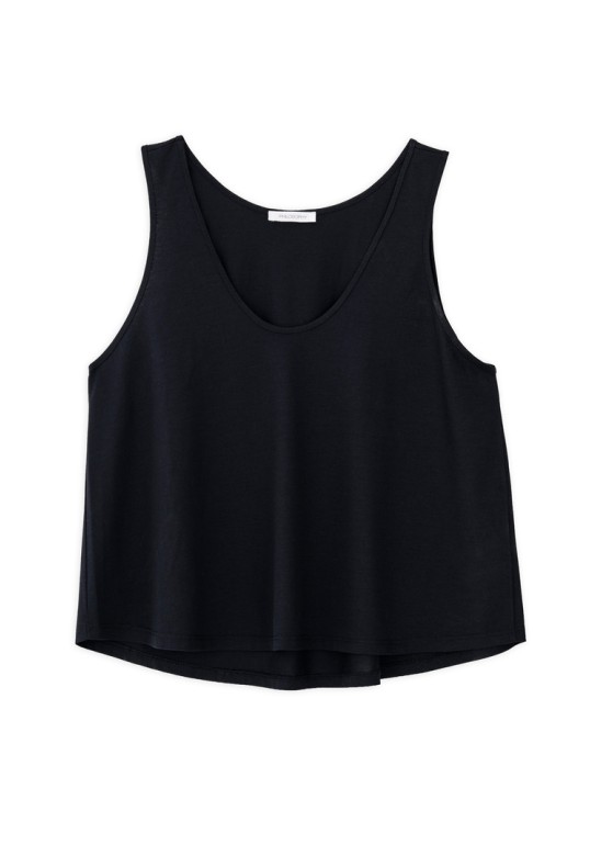 ORGANIC JERSEY CROPPED TOP V-NECK BLACK