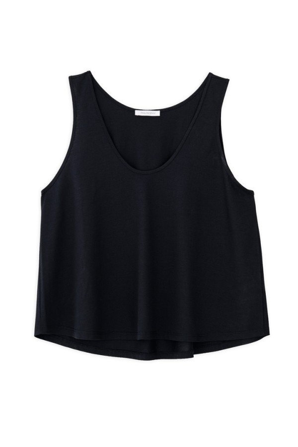ORGANIC JERSEY CROPPED TOP V-NECK BLACK