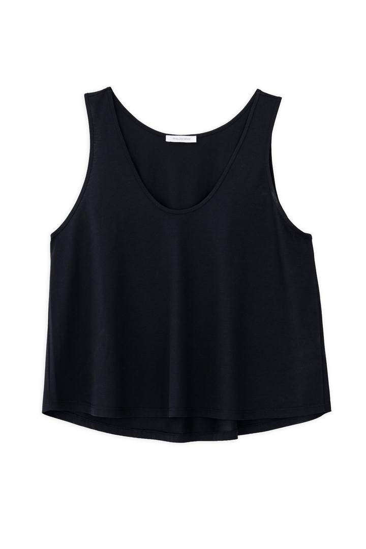ORGANIC JERSEY CROPPED TOP V-NECK BLACK