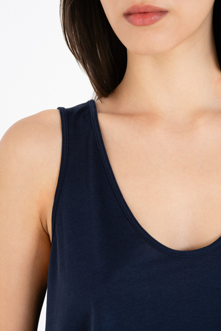 ORGANIC JERSEY CROPPED TOP V-NECK DARK BLUE