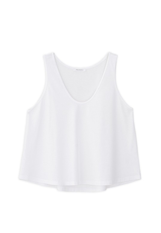 ORGANIC JERSEY CROPPED TOP V-NECK WHITE