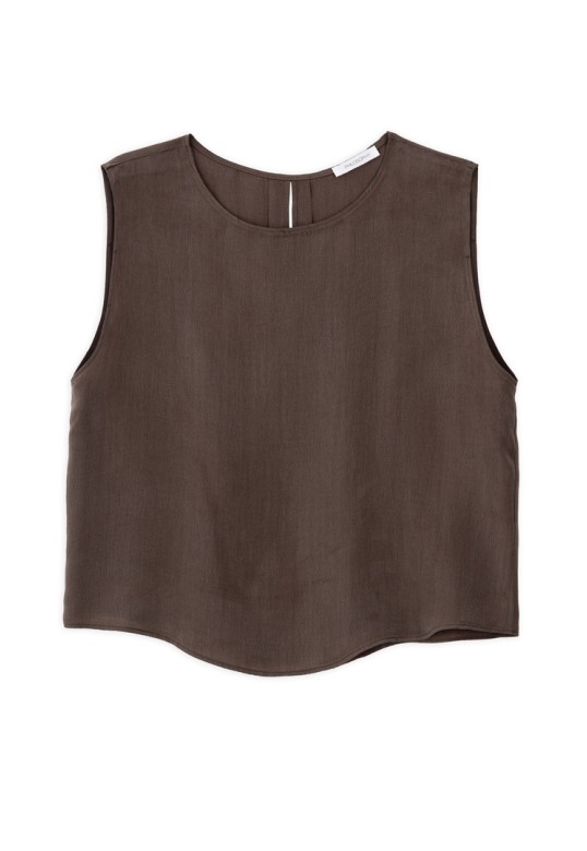 CUPRO CROPPED TOP BROWN