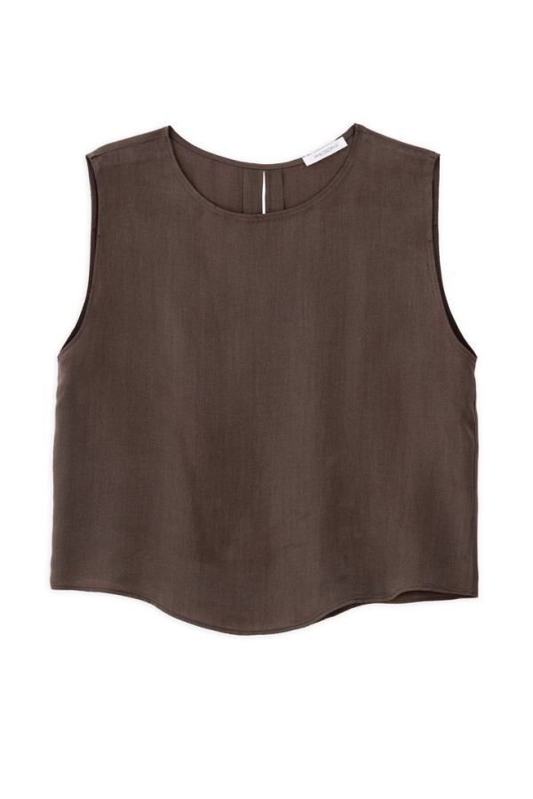 CUPRO CROPPED TOP BROWN