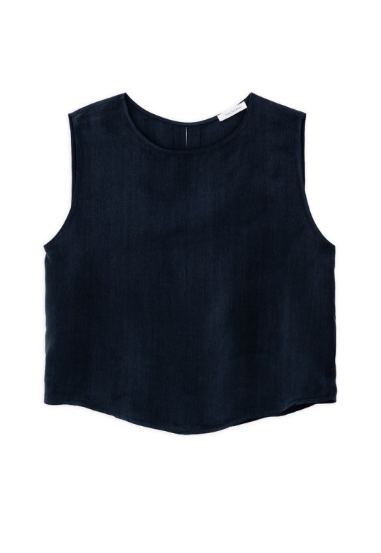CUPRO CROPPED TOP DARK BLUE