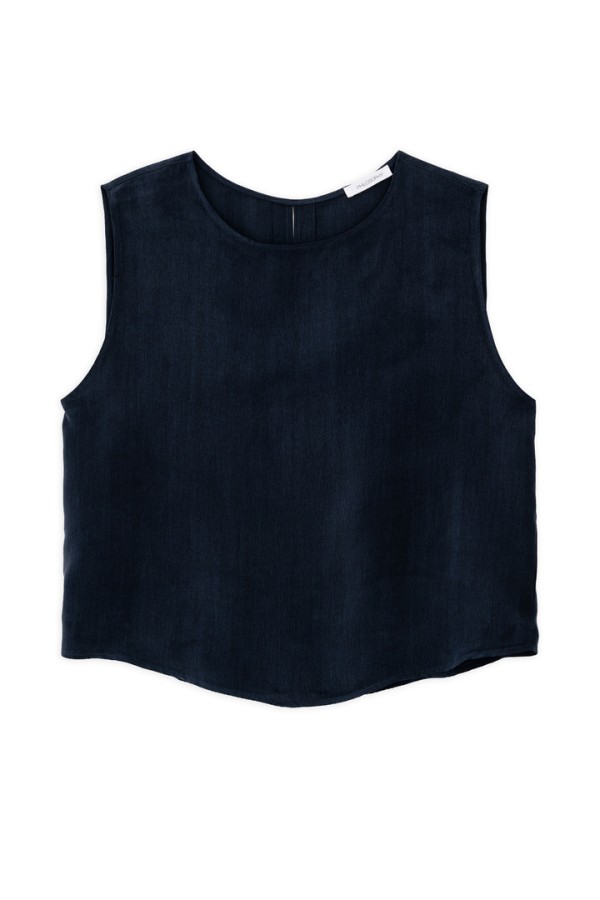 CUPRO CROPPED TOP DARK BLUE