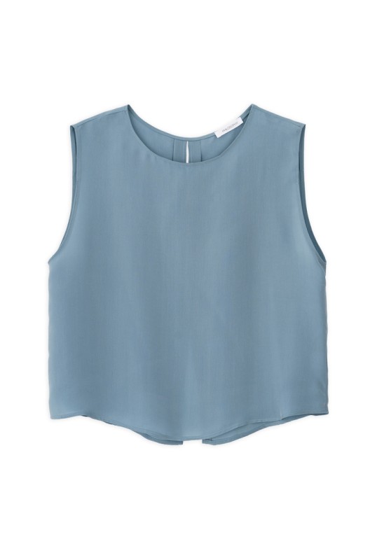 CUPRO CROPPED TOP DUSTY BLUE
