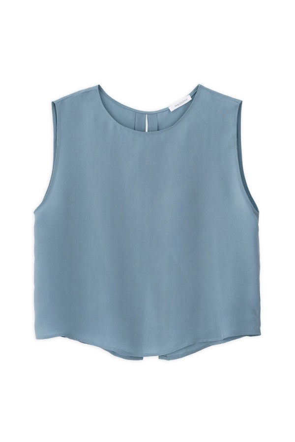 CUPRO CROPPED TOP DUSTY BLUE
