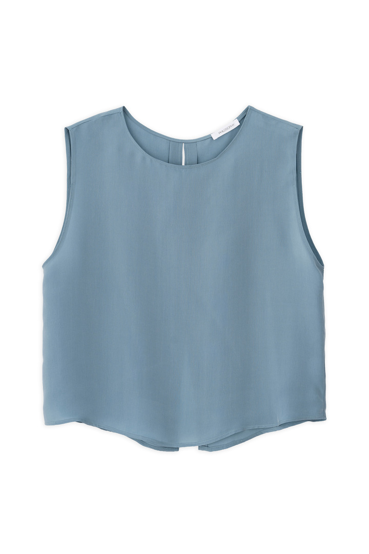 CUPRO CROPPED TOP DUSTY BLUE