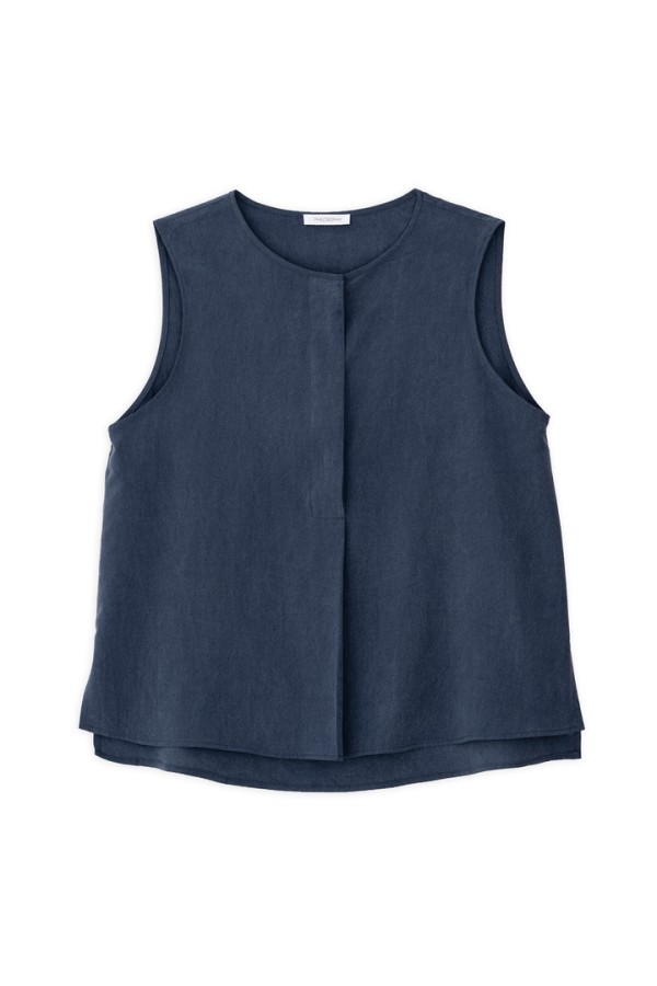 WASHED TENCEL SLEEVELESS BLOUSE DARK BLUE