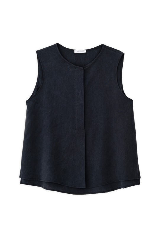 WASHED TENCEL SLEEVELESS BLOUSE OFF BLACK