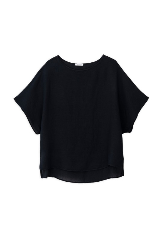 GAUZE OVERSIZED BLOUSE BLACK