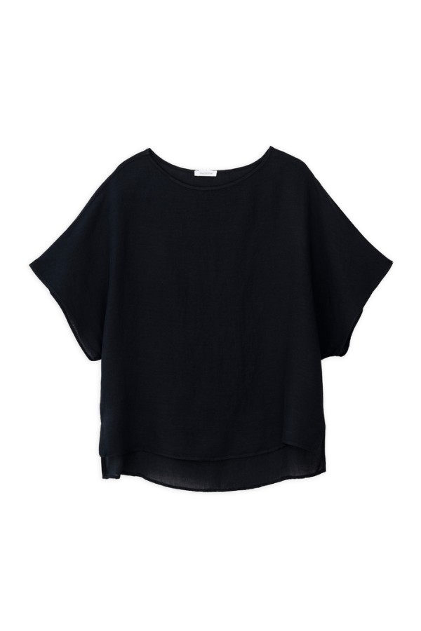 GAUZE OVERSIZED BLOUSE BLACK