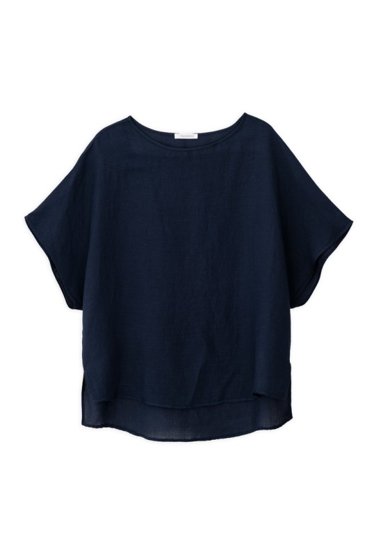 GAUZE OVERSIZED BLOUSE BLUE BLACK