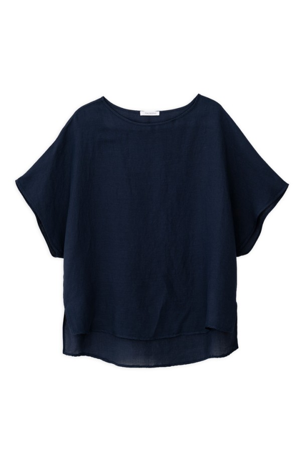 GAUZE OVERSIZED BLOUSE BLUE BLACK