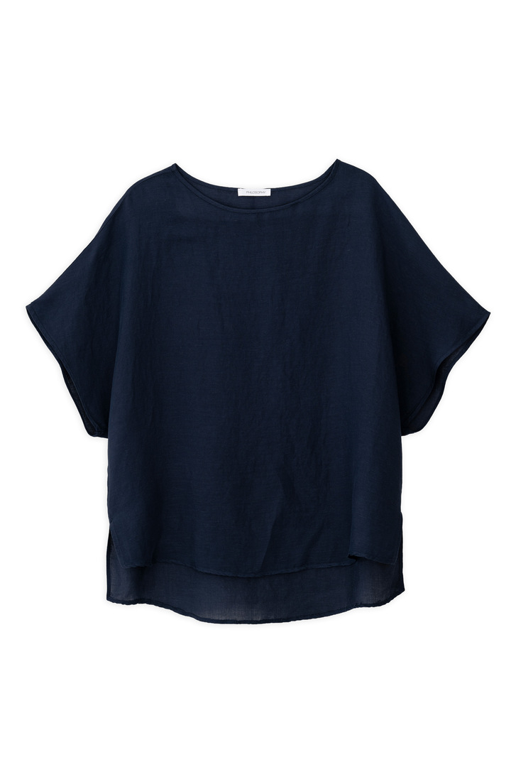 GAUZE OVERSIZED BLOUSE BLUE BLACK