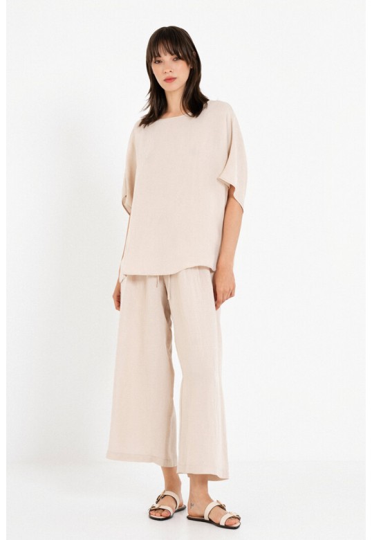 GAUZE OVERSIZED BLOUSE LIGHT BEIGE