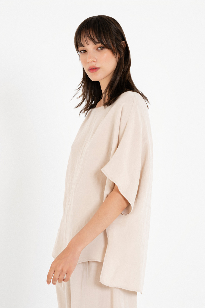 GAUZE OVERSIZED BLOUSE LIGHT BEIGE