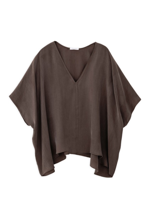 CUPRO OVERSIZED BLOUSE BROWN
