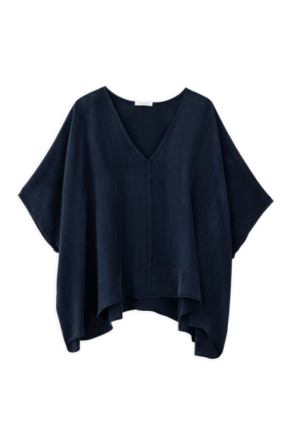 CUPRO OVERSIZED BLOUSE DARK BLUE