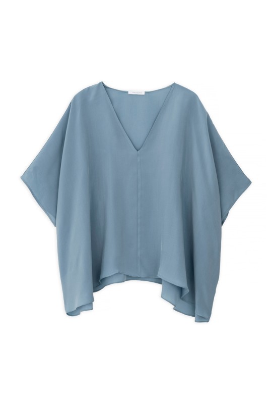 CUPRO OVERSIZED BLOUSE DUSTY BLUE