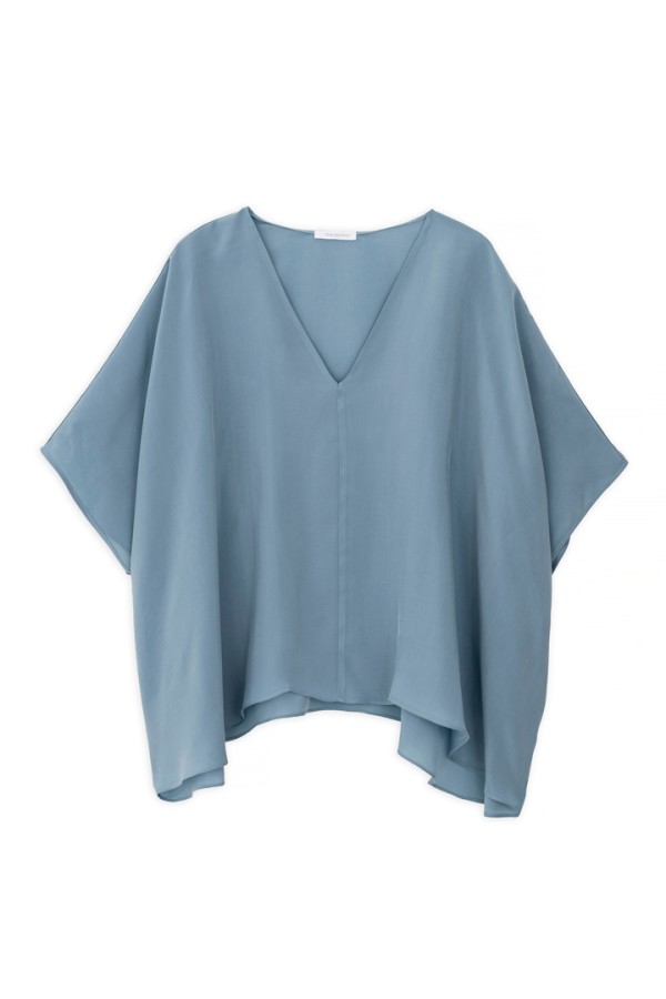 CUPRO OVERSIZED BLOUSE DUSTY BLUE