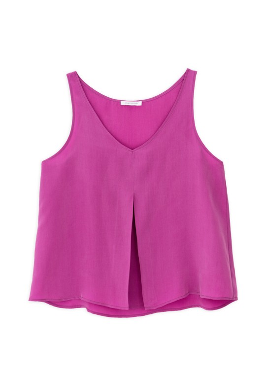 CUPRO V NECK CROPPED TOP PINK