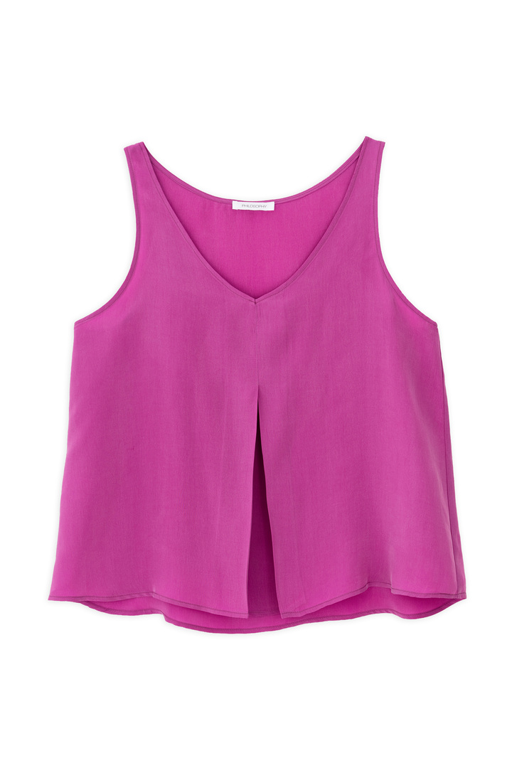 CUPRO V NECK CROPPED TOP PINK