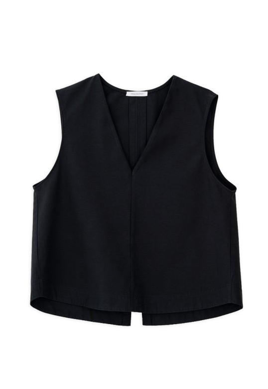 COTTOΝ LYOCELL CROPPED TOP BLACK