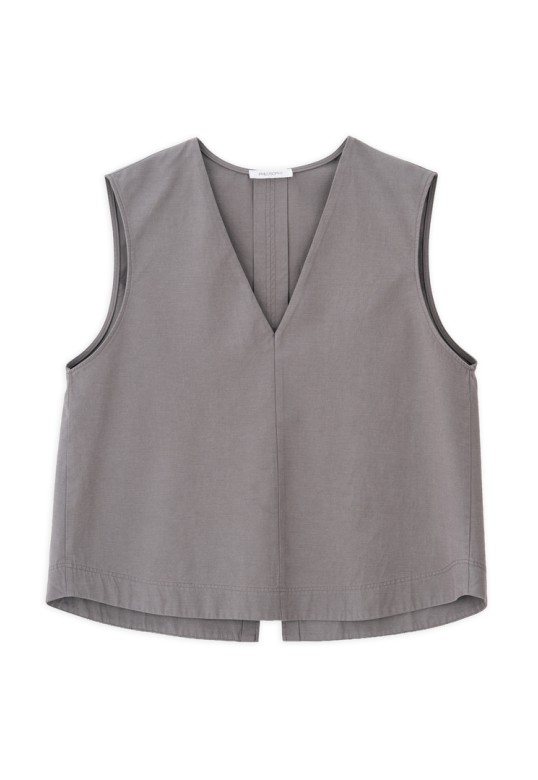 COTTOΝ LYOCELL CROPPED TOP GREY