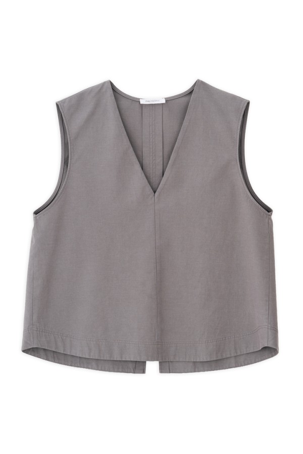 COTTOΝ LYOCELL CROPPED TOP GREY