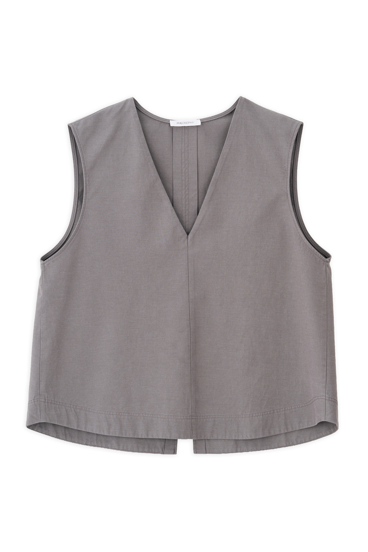 COTTOΝ LYOCELL CROPPED TOP GREY