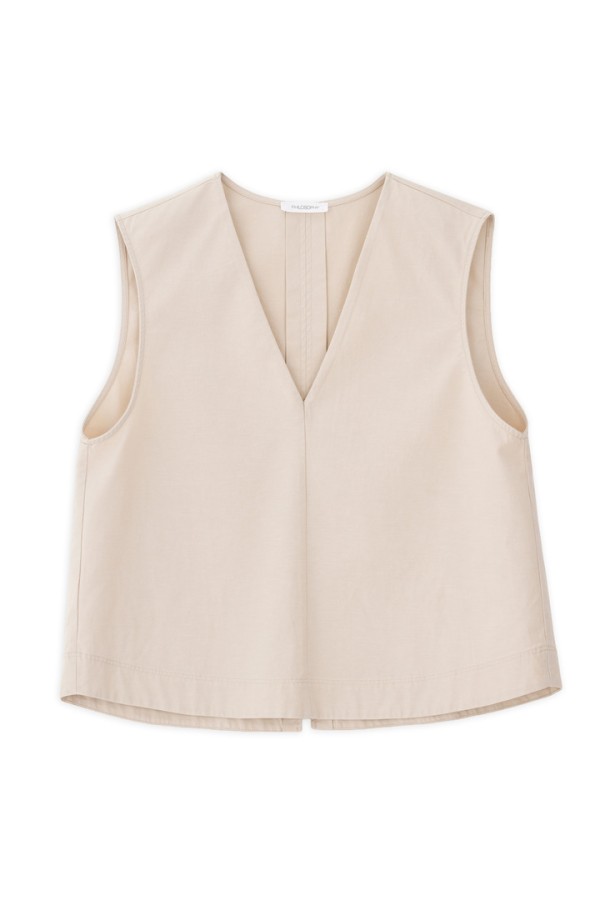 COTTOΝ LYOCELL CROPPED TOP LIGHT BEIGE