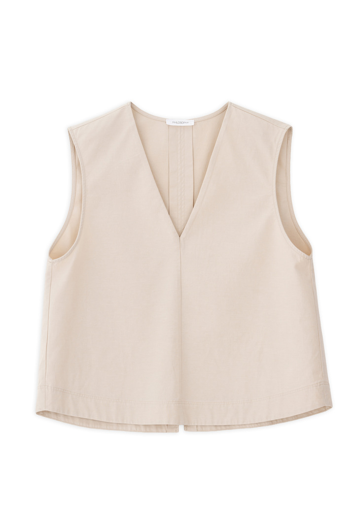 COTTOΝ LYOCELL CROPPED TOP LIGHT BEIGE