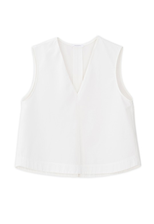 COTTOΝ LYOCELL CROPPED TOP OFF WHITE