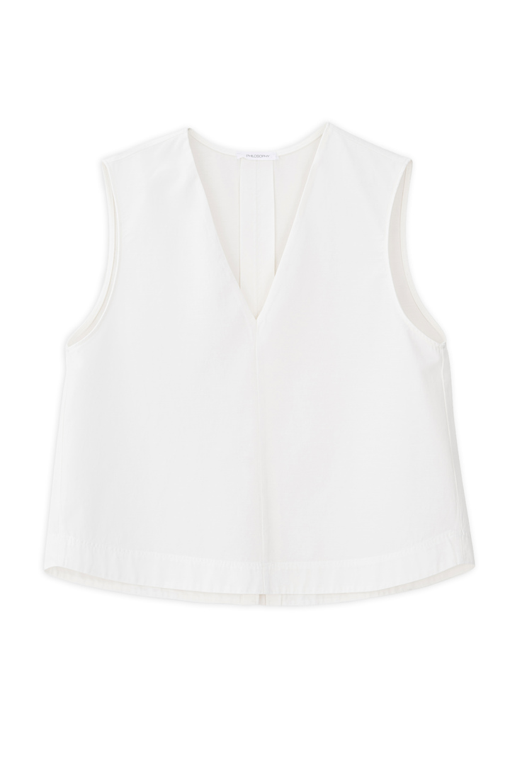 COTTOΝ LYOCELL CROPPED TOP OFF WHITE